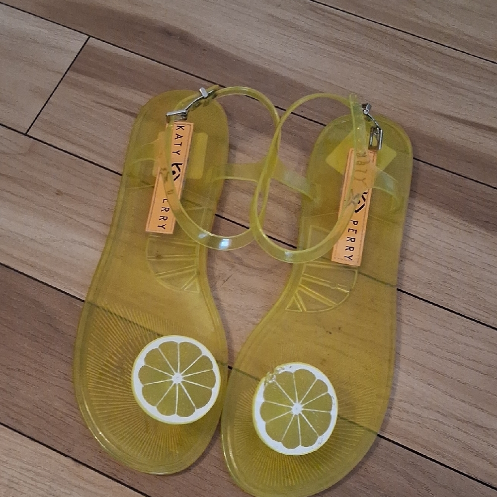 Katy Perry Collections Yellow Jelly Sandals with Lemon Motif
